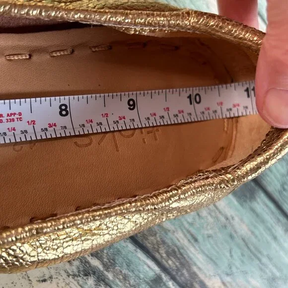 TIEKS Golden Glitz Ballet Flat Womens 12 Metallic Crackled Gold Leather Handmade - Picture 8 of 10